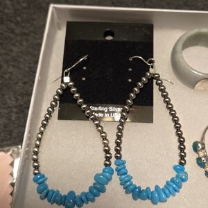 Silver and Blue Beaded Earrings